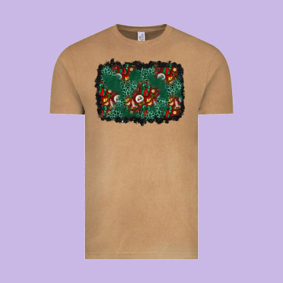 Christmas Gift Box And Leopard Background Vintage Tee Designed By Bundleandbundleshop