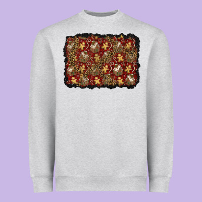 Christmas Gingerbread Man And House Background Heavyweight Sweatshirt Designed By Bundleandbundleshop
