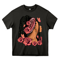 Asphalt Pink roses afro woman Heavy Core Tee - RanaPortraitStore