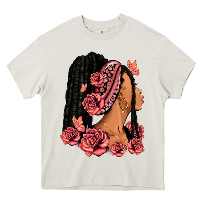 Pink Roses Afro Woman Heavy Core Tee by RanaPortraitStore | Teevron