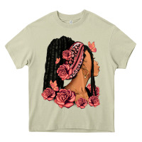 Mossy Pink roses afro woman Heavy Core Tee - RanaPortraitStore
