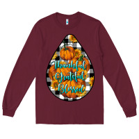 Burgundy Thankful Grateful Blessed Long Sleeve Tee - LillyAllenDesigns