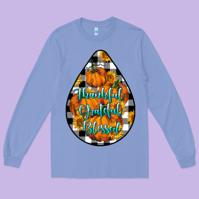 Thankful Grateful Blessed Long Sleeve Tee Designed By Lillyallendesigns