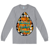 Heather Grey Thankful Grateful Blessed Long Sleeve Tee - LillyAllenDesigns