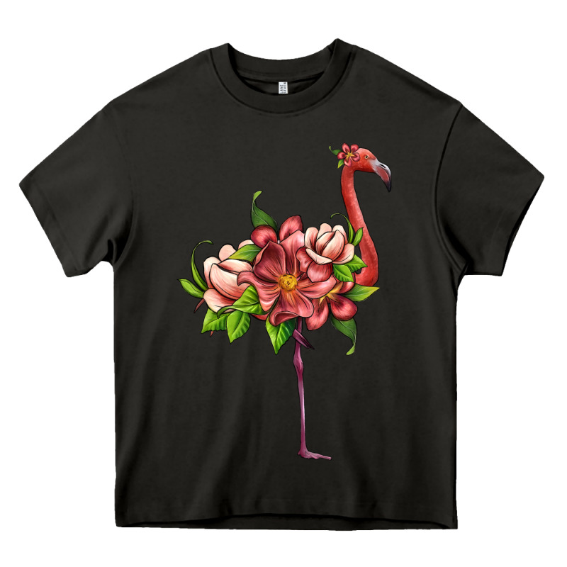 Flamingo With Tropical Flowers Heavy Core Tee by Artiststas | Teevron