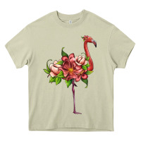 Mossy flamingo with tropical flowers Heavy Core Tee - Artiststas