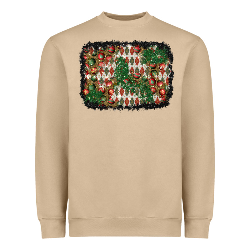 Christmas Ornament And Diamond Plaid  Background Heavyweight Sweatshirt by BundleAndBundleShop | Teevron