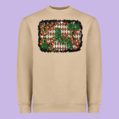 Christmas Ornament And Diamond Plaid  Background Heavyweight Sweatshirt Designed By Bundleandbundleshop