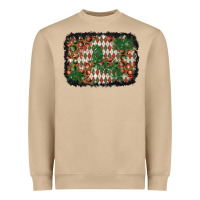 Mushroom christmas ornament and diamond plaid  background Heavyweight Sweatshirt - BundleAndBundleShop