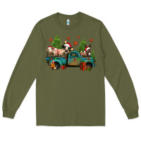 Army Green christmas farm animals truck Long Sleeve Tee - Jasminsmagicworld