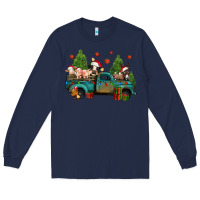 Navy christmas farm animals truck Long Sleeve Tee - Jasminsmagicworld