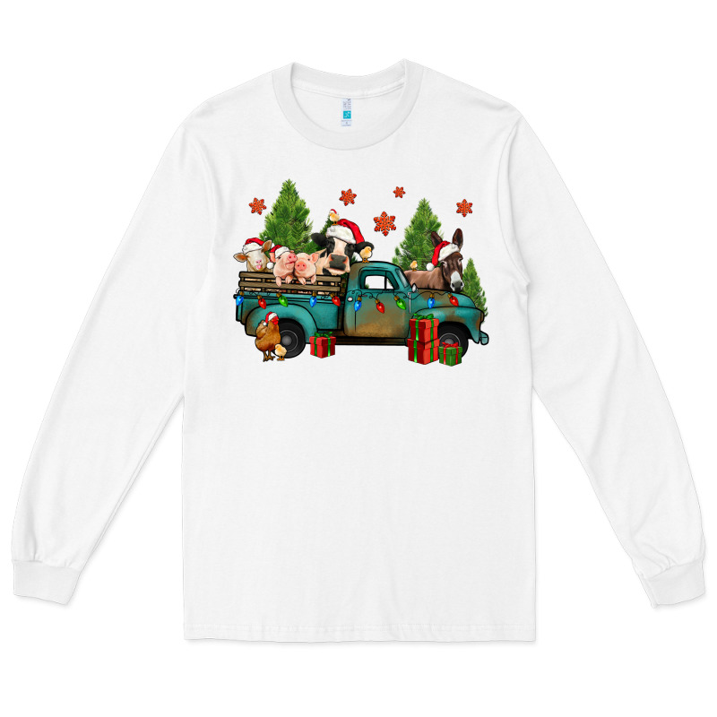 Christmas Farm Animals Truck Long Sleeve Tee by Jasminsmagicworld | Teevron