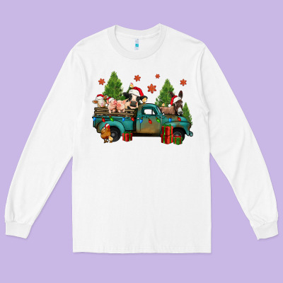 Christmas Farm Animals Truck Long Sleeve Tee Designed By Jasminsmagicworld