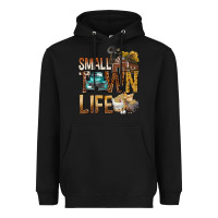 Black Small Town Life Heavyweight Hoodie - BundleAndBundleShop