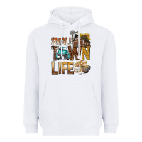 White Small Town Life Heavyweight Hoodie - BundleAndBundleShop