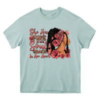 She Has Fire In Her Soul Afro Woman Heavy Core Tee | Teevron