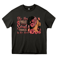 Asphalt She has fire in her soul afro woman Heavy Core Tee - RanaPortraitStore