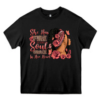 Black She has fire in her soul afro woman Heavy Core Tee - RanaPortraitStore