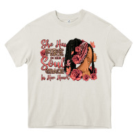Cream She has fire in her soul afro woman Heavy Core Tee - RanaPortraitStore