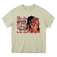 Mossy She has fire in her soul afro woman Heavy Core Tee - RanaPortraitStore