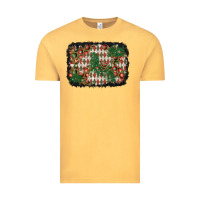 Vintage Mustard christmas ornament and diamond plaid  background Vintage Tee - BundleAndBundleShop