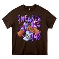 Chocolate Brown Purple galaxy sneaker girl Heavy Core Tee - RanaPortraitStore