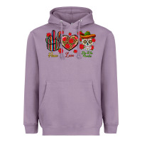 Lavender Peace Love Dia De Los Muertos Heavyweight Hoodie - BundleAndBundleShop