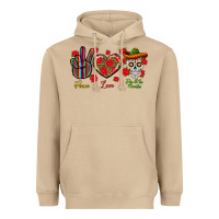 Mushroom Peace Love Dia De Los Muertos Heavyweight Hoodie - BundleAndBundleShop
