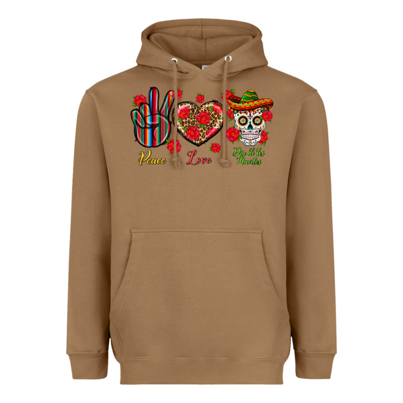 Peace Love Dia De Los Muertos Heavyweight Hoodie by BundleAndBundleShop | Teevron