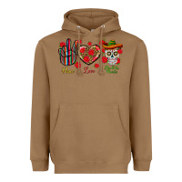 Toasted Coconut Peace Love Dia De Los Muertos Heavyweight Hoodie - BundleAndBundleShop