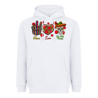 White Peace Love Dia De Los Muertos Heavyweight Hoodie - BundleAndBundleShop