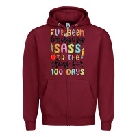 Burgundy i ve been bringing sass to the class for 100 days Zipper Hoodie - MaliasSmallBusiness