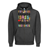Charcoal Heather i ve been bringing sass to the class for 100 days Zipper Hoodie - MaliasSmallBusiness