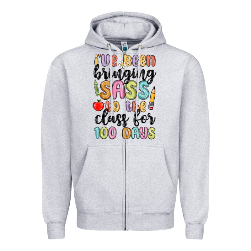 I Ve Been Bringing Sass To The Class For 100 Days Zipper Hoodie by MaliasSmallBusiness | Teevron