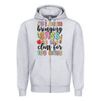 Heather Grey i ve been bringing sass to the class for 100 days Zipper Hoodie - MaliasSmallBusiness