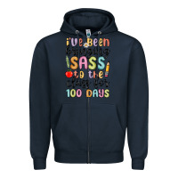 Navy i ve been bringing sass to the class for 100 days Zipper Hoodie - MaliasSmallBusiness