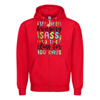 Red i ve been bringing sass to the class for 100 days Zipper Hoodie - MaliasSmallBusiness