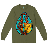 Army Green Fall Teardrop Long Sleeve Tee - LillyAllenDesigns