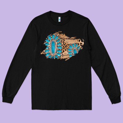 Gemstone Wood Leopard Patch Long Sleeve Tee Designed By Adodesignshop
