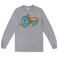 Heather Grey gemstone wood leopard patch Long Sleeve Tee - AdoDesignShop