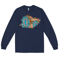 Navy gemstone wood leopard patch Long Sleeve Tee - AdoDesignShop