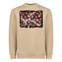 Mushroom christmas snow crystals background Heavyweight Sweatshirt - BundleAndBundleShop
