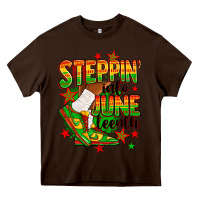 Chocolate Brown Steppin' into Juneteenth Heavy Core Tee - RanaPortraitStore