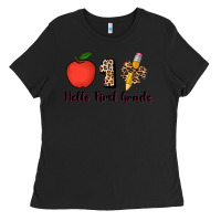 Black hello first grade leopard 3200x2400 Ladies Tee - AdoDesignShop