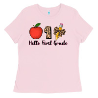 Bubblegum Pink hello first grade leopard 3200x2400 Ladies Tee - AdoDesignShop