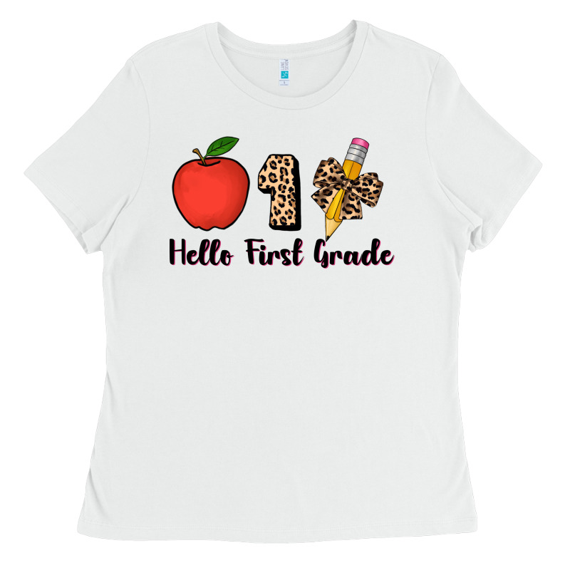 Hello First Grade Leopard 3200x2400 Ladies Tee by AdoDesignShop | Teevron