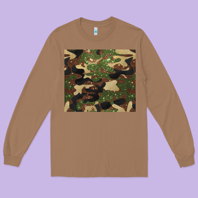 Camouflage Glitter Long Sleeve Tee Designed By Barkaloodesign