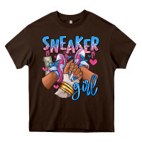 Chocolate Brown Sneaker girl afro woman Heavy Core Tee - RanaPortraitStore