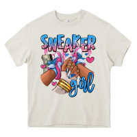 Cream Sneaker girl afro woman Heavy Core Tee - RanaPortraitStore