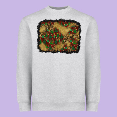 Christmas Trees And Leopard Background Heavyweight Sweatshirt Designed By Bundleandbundleshop